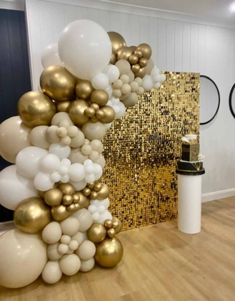 Gold Shimmer Wall Backdrop for Hire in Newcastle NSW