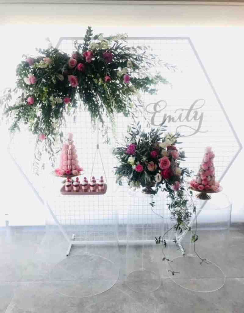 Hexagonal Arbour with Decorations Birthday Wedding and Party Hire in Newcastle NSW