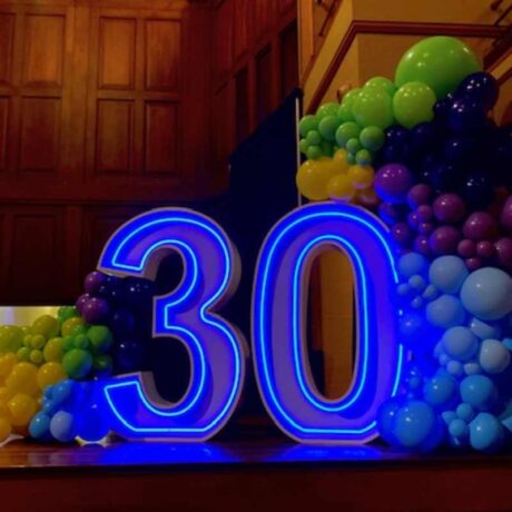 Light up Number 30 with Balloons for Hire in Newcastle NSW