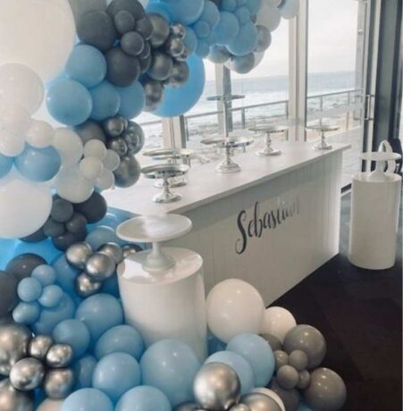 Balloon Garland Installed with table for Party Hire in Newcastle NSW