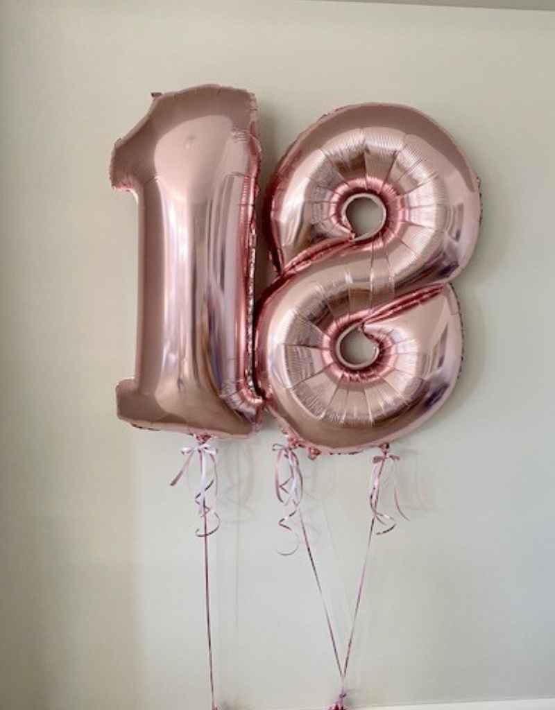 Foil Helium Balloon Numbers 18 for Party Hire in Newcastle NSW