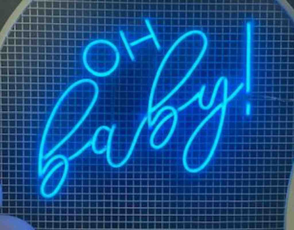 Oh Baby Neon Sign Blue for Baby Showers Birthday Wedding and Party Hire in Newcastle NSW
