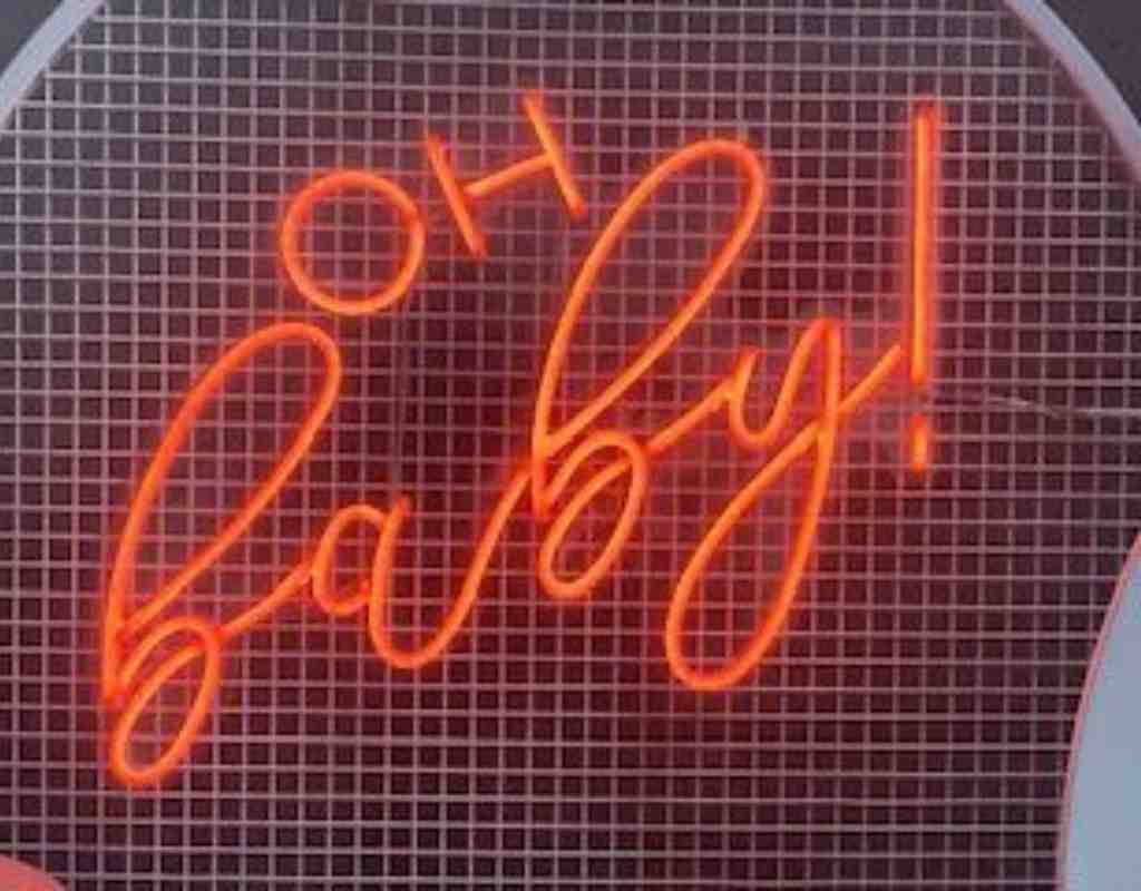 Oh Baby Neon Sign Orange for Baby Showers Birthday Wedding and Party Hire in Newcastle NSW
