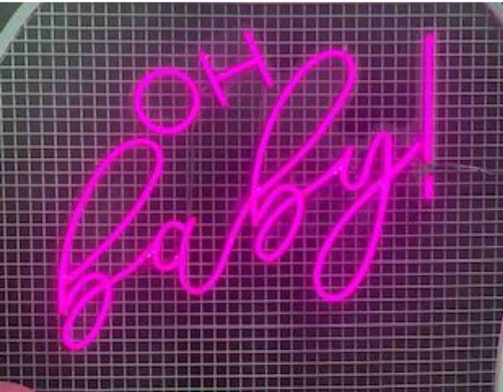 Oh Baby Neon Sign Pink for Baby Showers Birthday Wedding and Party Hire in Newcastle NSW