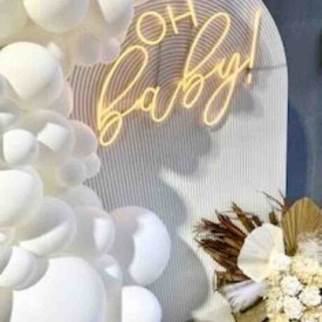 Oh Baby Neon Sign for Baby Showers Birthday Wedding and Party Hire in Newcastle NSW