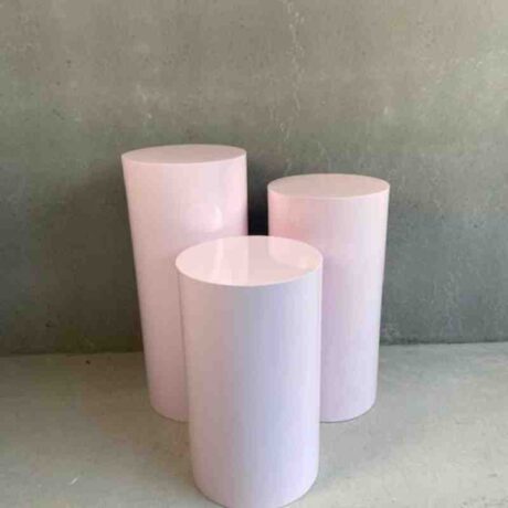 Pastel Pink Round Plinths for Birthday Wedding and Party Hire in Newcastle NSW