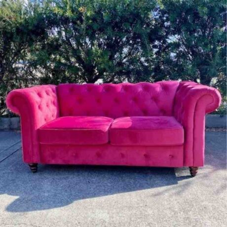 Pink Velvet Couch for Birthday Wedding and Party Hire in Newcastle NSW