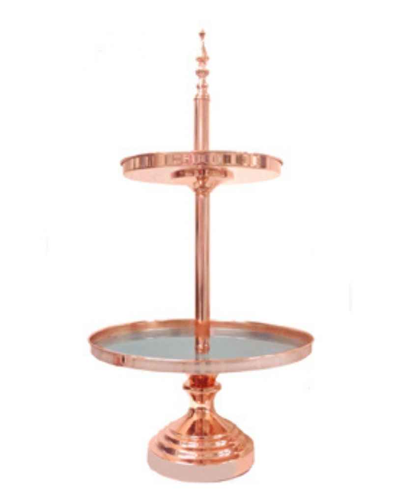 Rose Gold Cake Stand 2 Tier for Wedding and Party Hire in Newcastle NSW