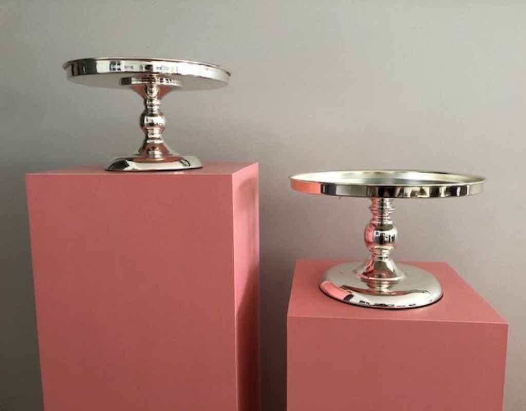 Silver Cake Stand Short for Wedding and Party Hire in Newcastle NSW