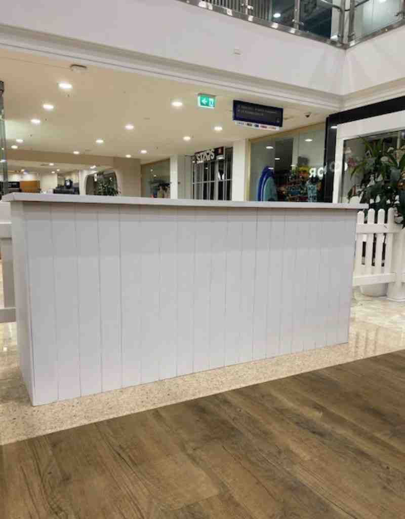 White Panelled Bar for Events Shopping Centres Birthday Wedding and Party Hire in Newcastle NSW